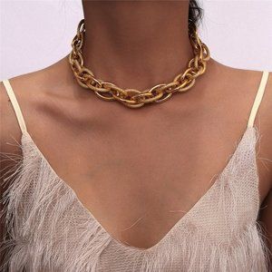 Italian Style Brushed Gold Chain Necklace